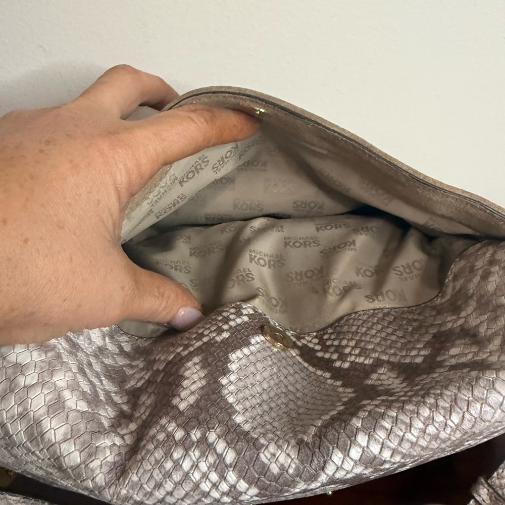 Michael Kors Bedford python embossed & suede Two … - image 10